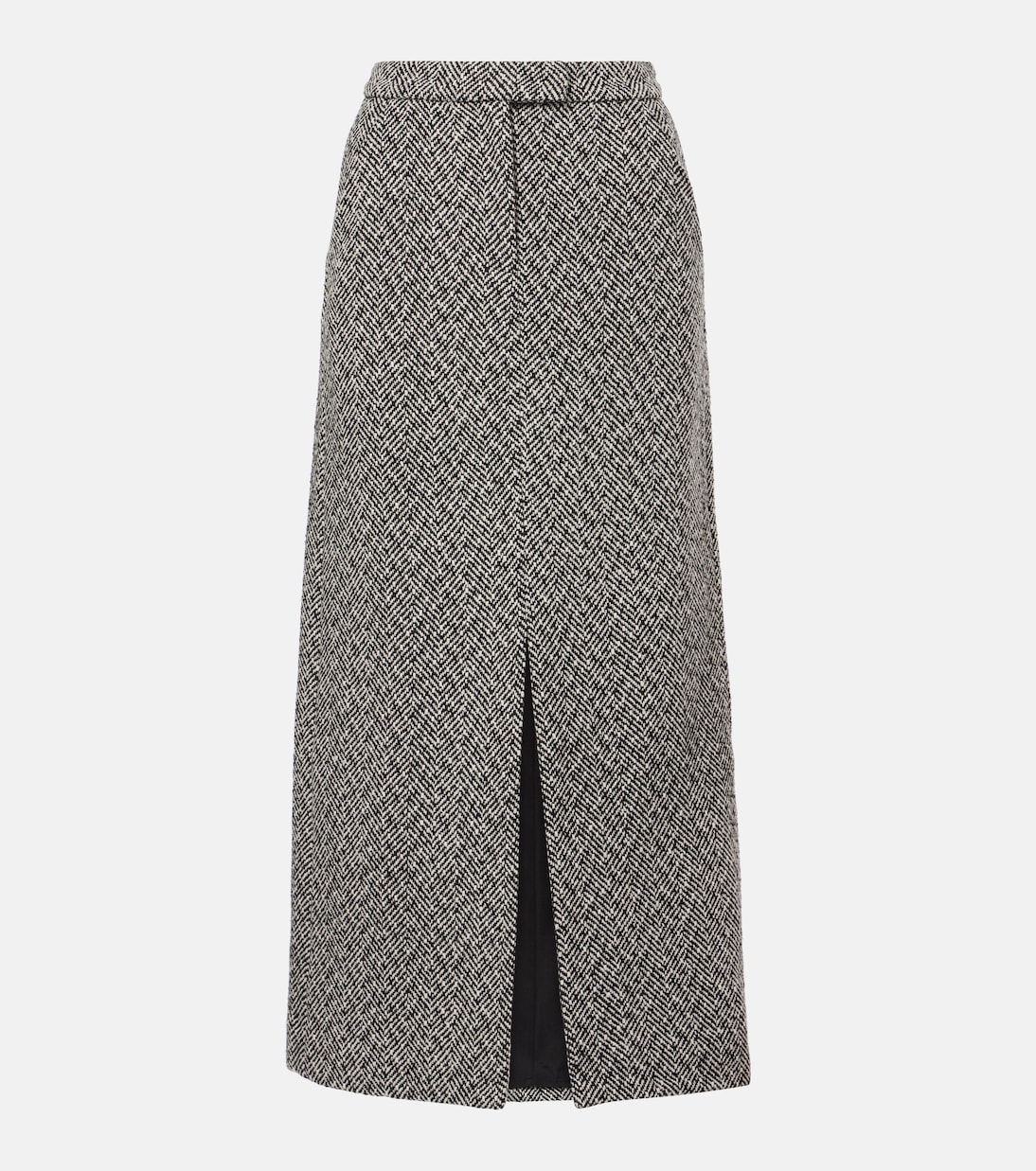 Herringbone high-rise midi skirt | Self-Portrait