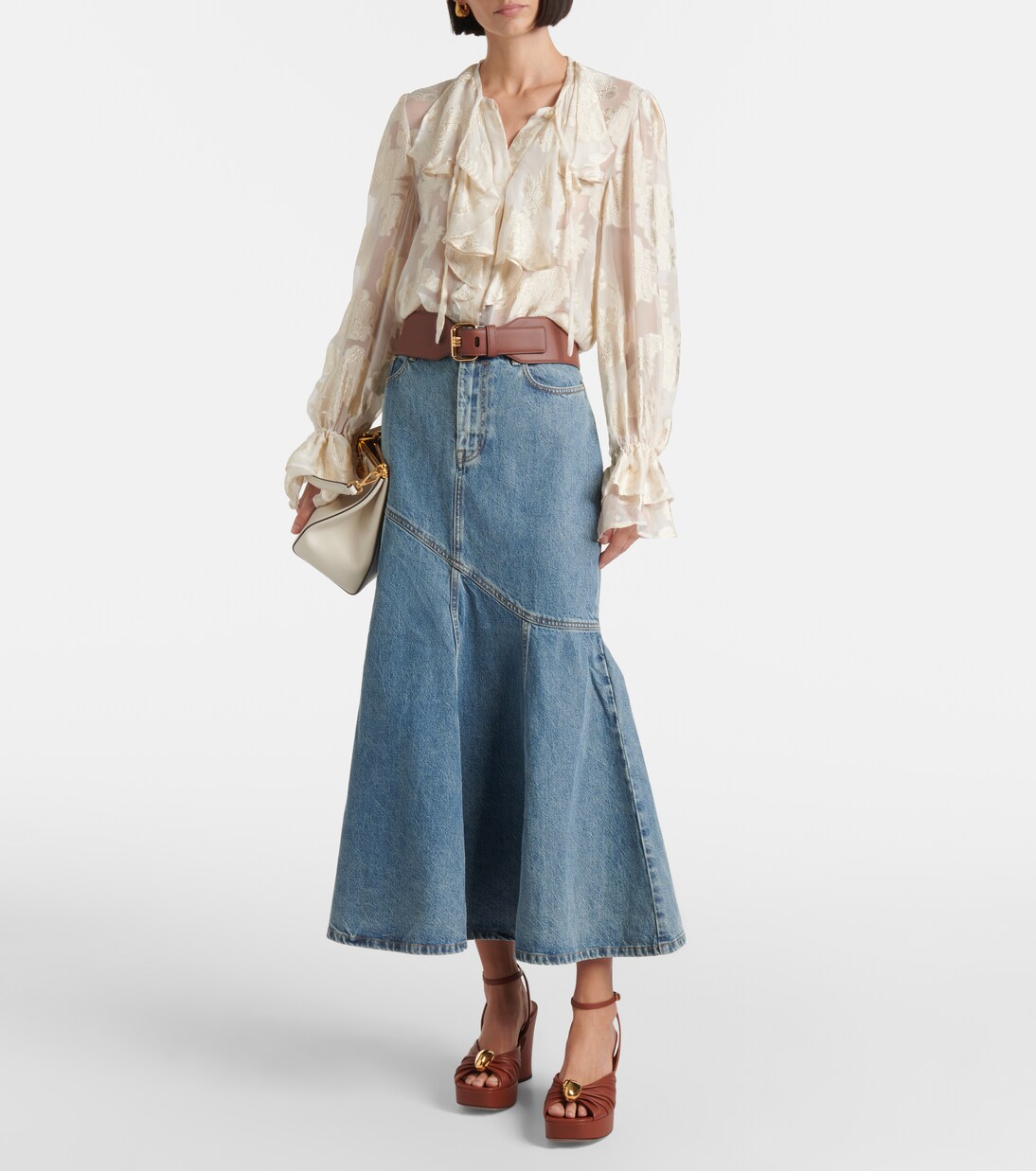 Illustration denim midi skirt | Zimmermann