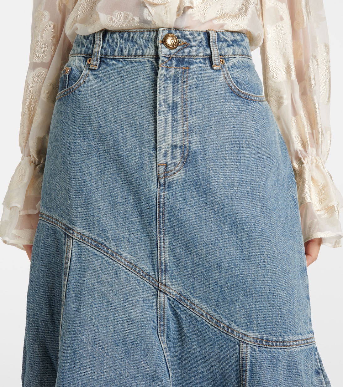 Illustration denim midi skirt | Zimmermann