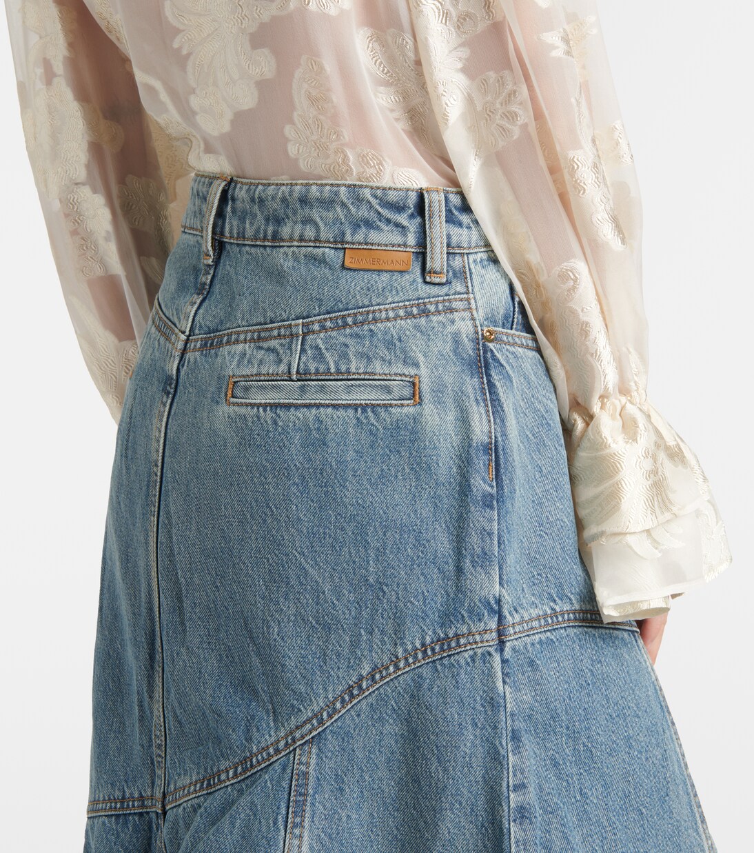 Illustration denim midi skirt | Zimmermann