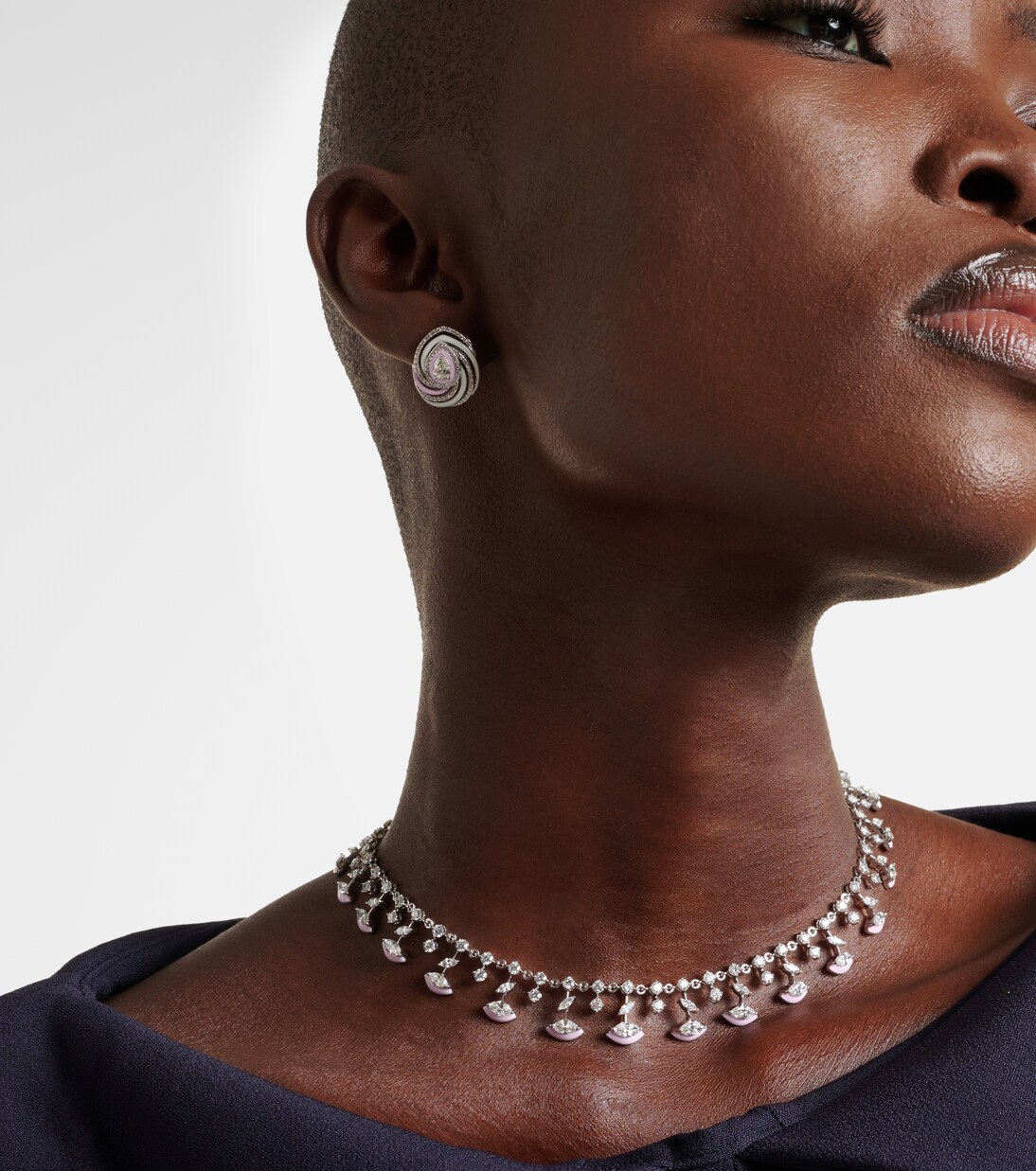 Boucles d'oreilles Oceane en or blanc 18 ct, émail et diamants | Kamyen