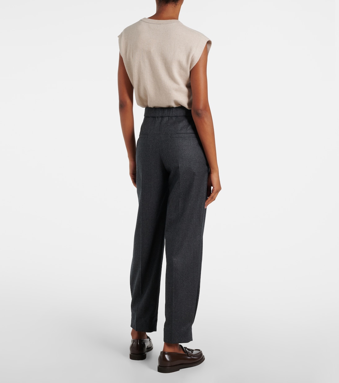 High-Rise-Hose Baggy Sartorial aus Wolle | Brunello Cucinelli