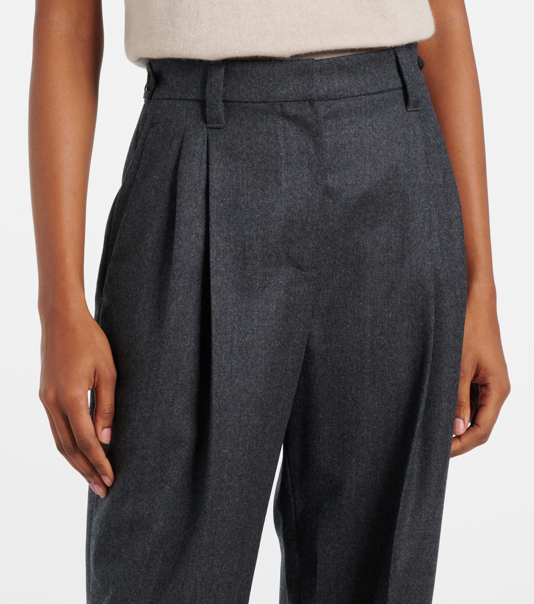 High-Rise-Hose Baggy Sartorial aus Wolle | Brunello Cucinelli