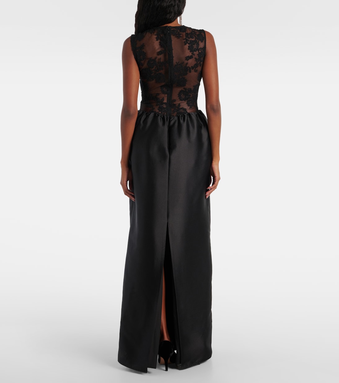 Maxikleid aus Taft mit Spitze | Self-Portrait