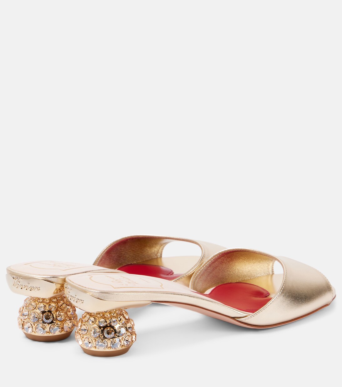 Embellished metallic leather mules | Roger Vivier