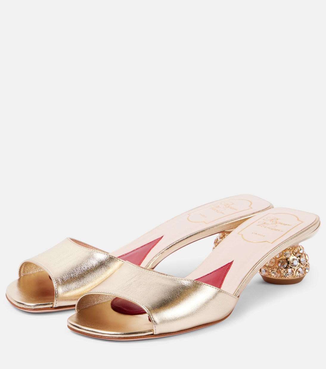 Embellished metallic leather mules | Roger Vivier