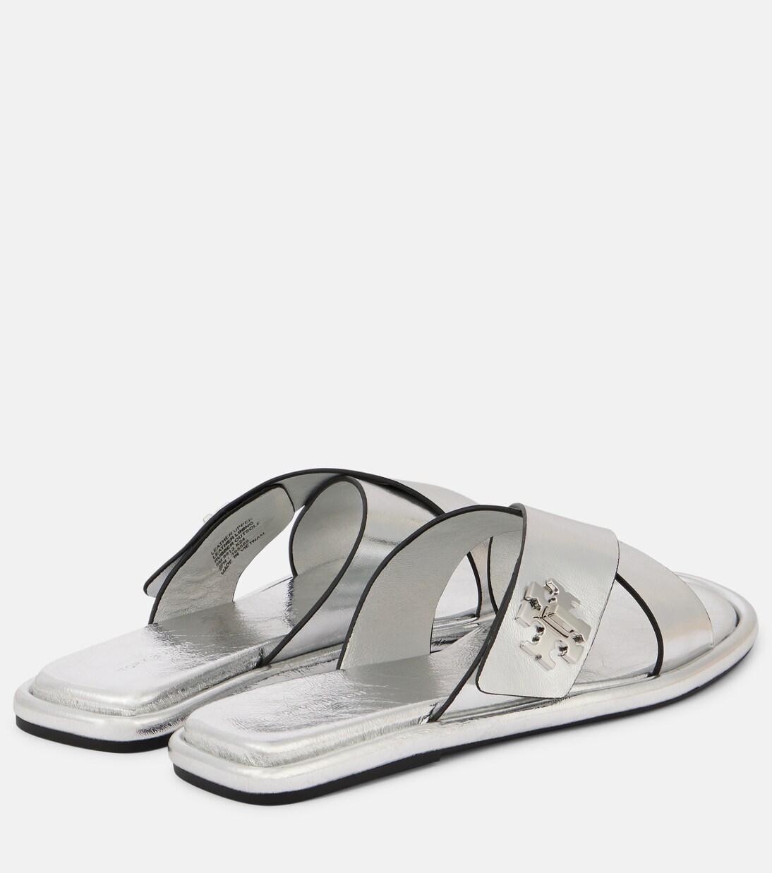 Pantoletten T Lock aus Metallic-Leder | Tory Burch