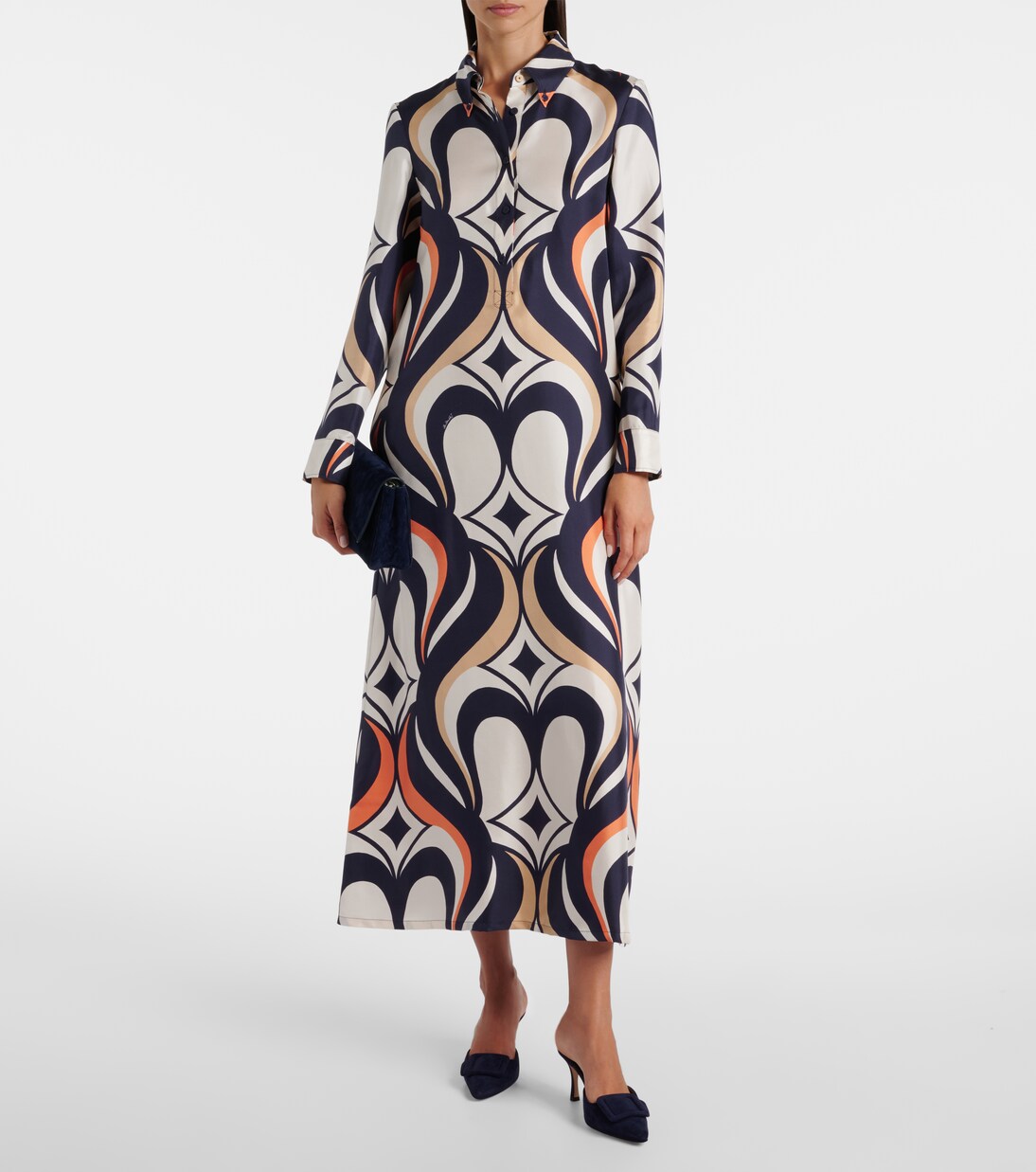 Chemise Swing printed silk shirt dress | La DoubleJ