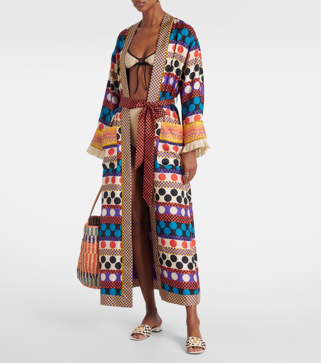 Polka-dot silk beach cover-up | Valentino