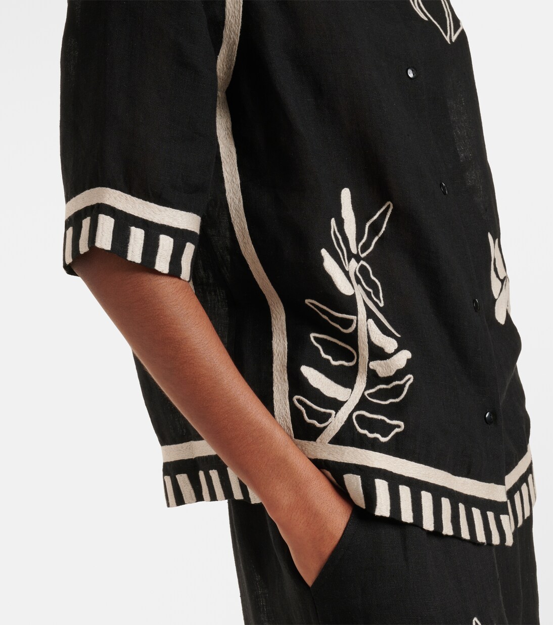 Besticktes Hemd Crab aus Leinen | Eres