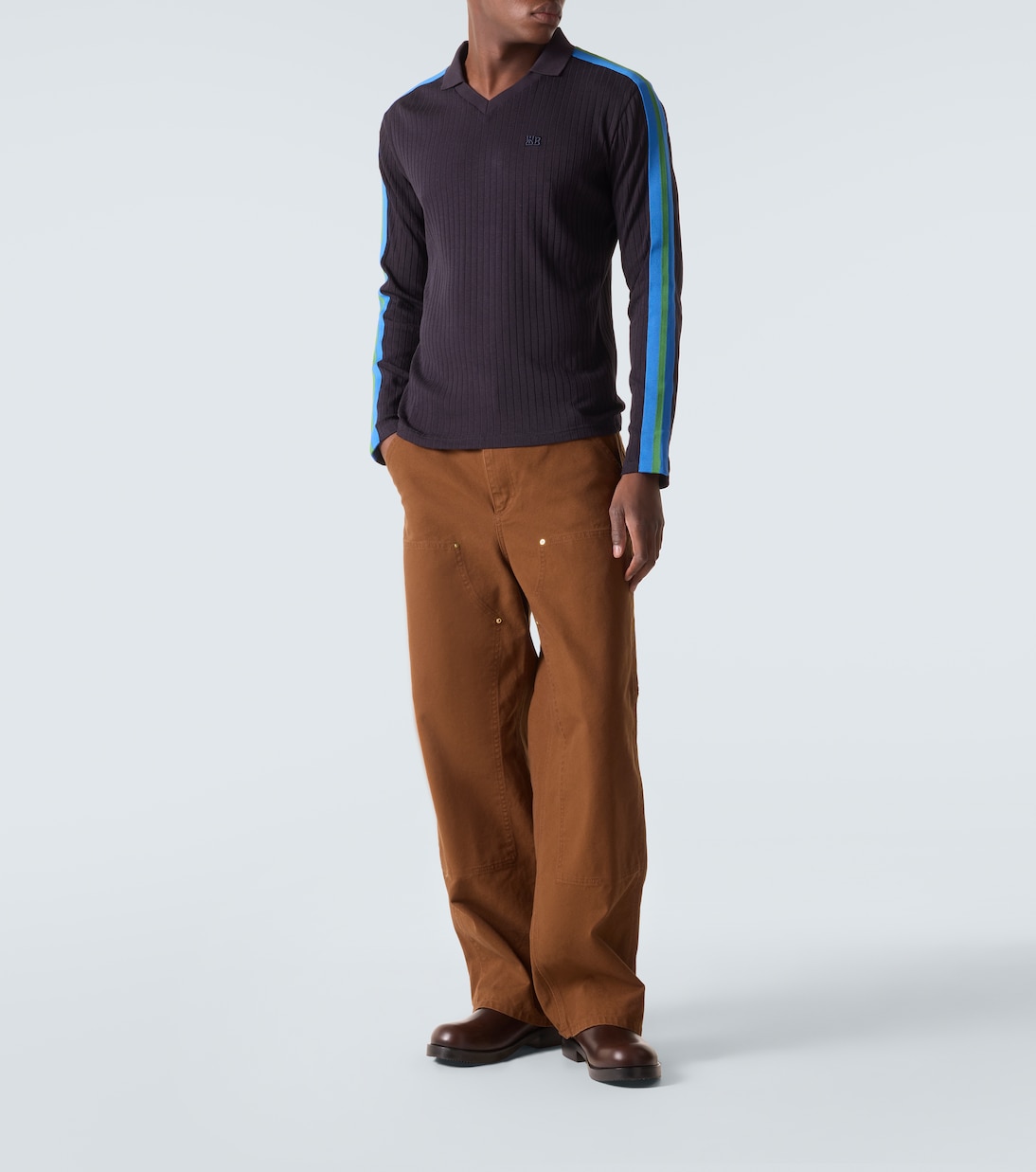 Ribbed-knit polo sweater | Wales Bonner