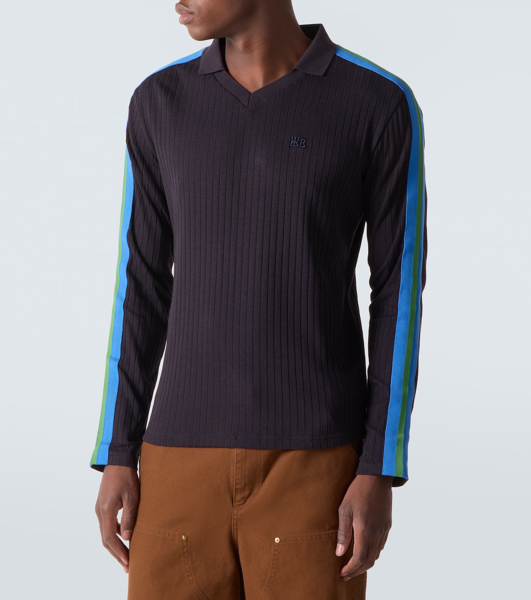 Ribbed-knit polo sweater | Wales Bonner