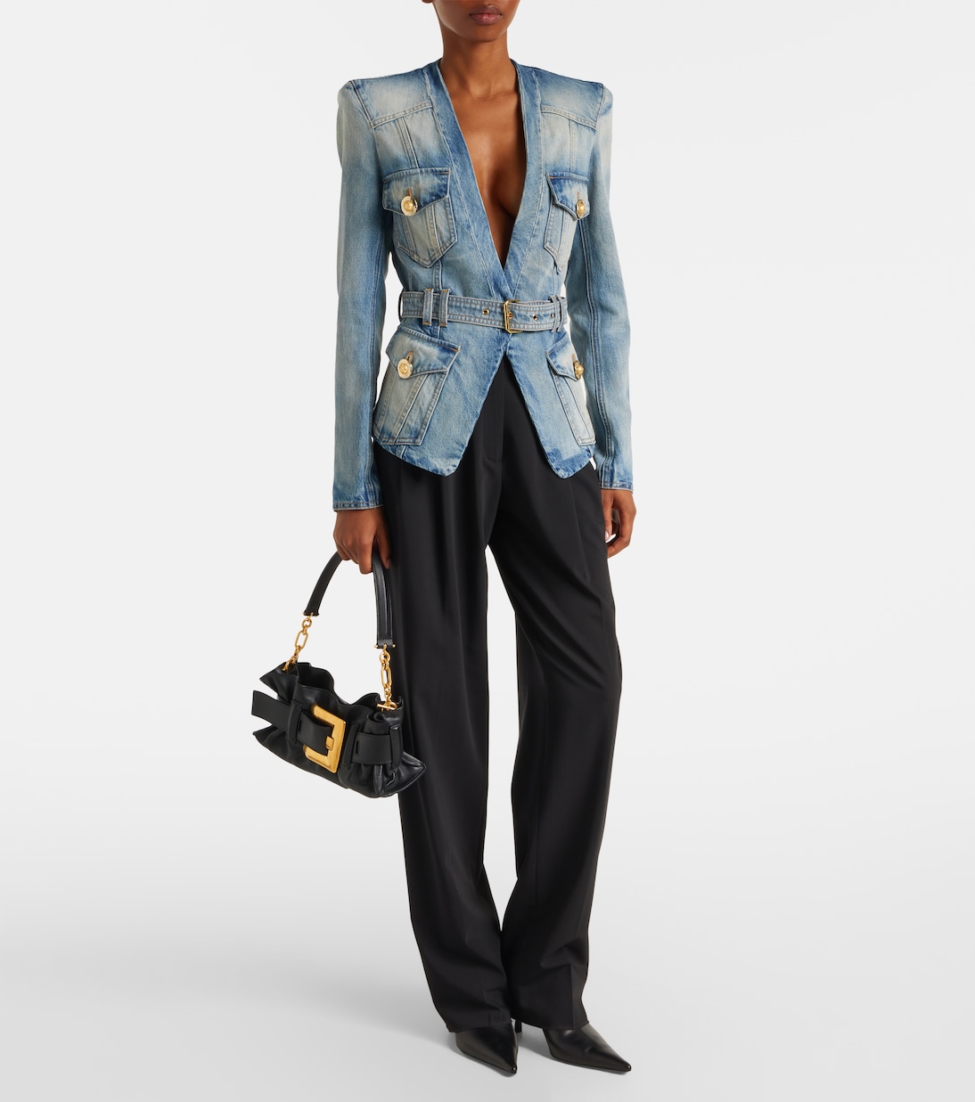 Belted cotton denim jacket | Balmain