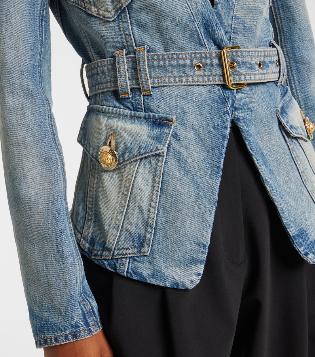 Belted cotton denim jacket | Balmain