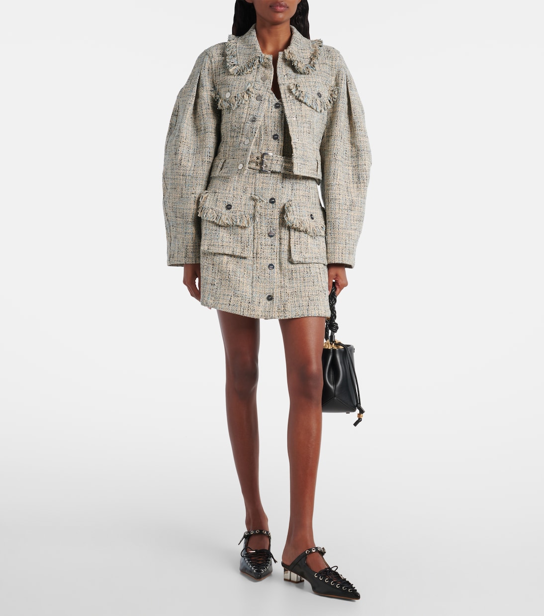 Belted tweed minidress | Ganni