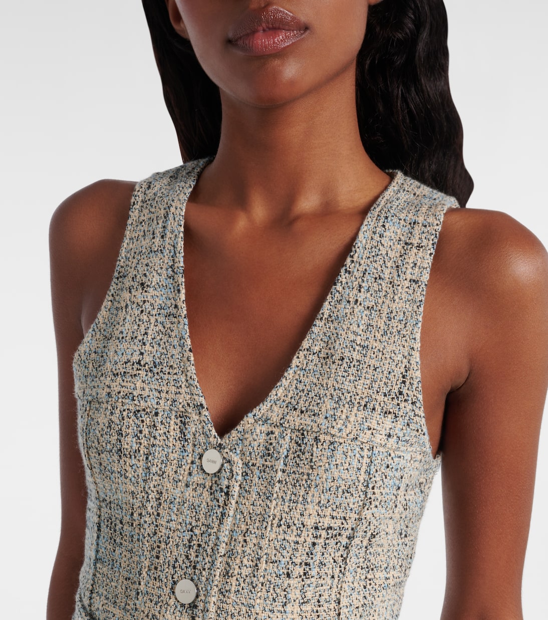 Belted tweed minidress | Ganni