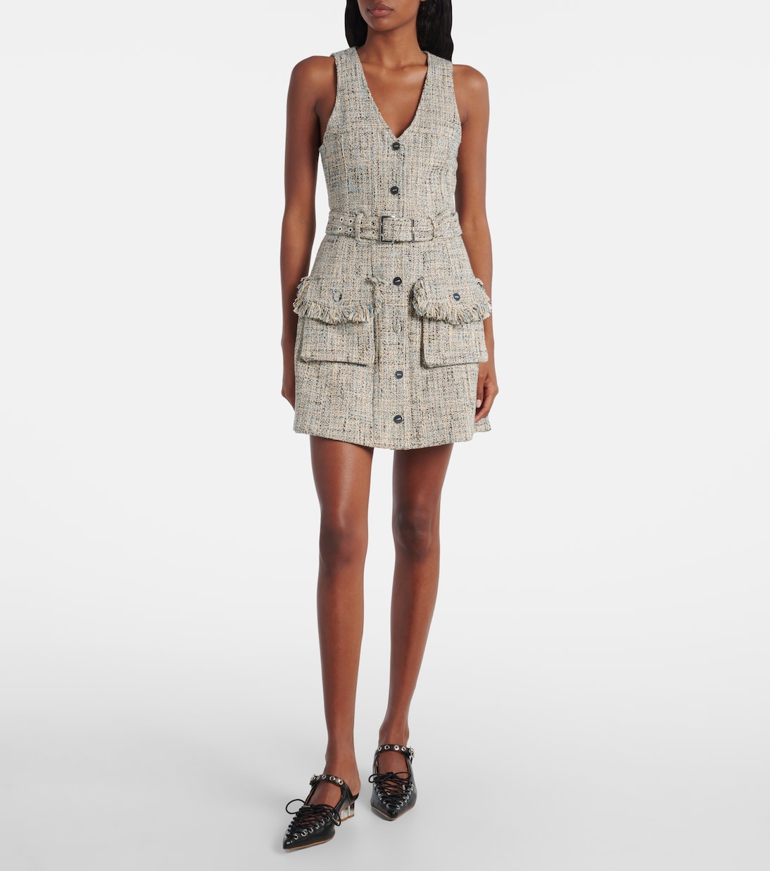 Belted tweed minidress | Ganni