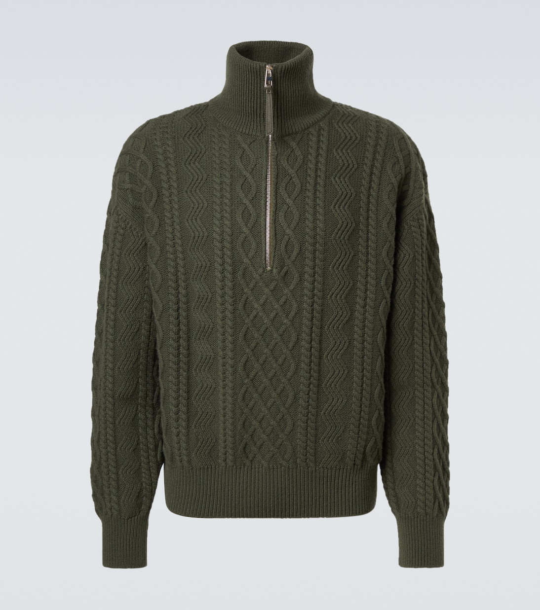 Aran-knit wool half-zip turtleneck sweater | Loewe