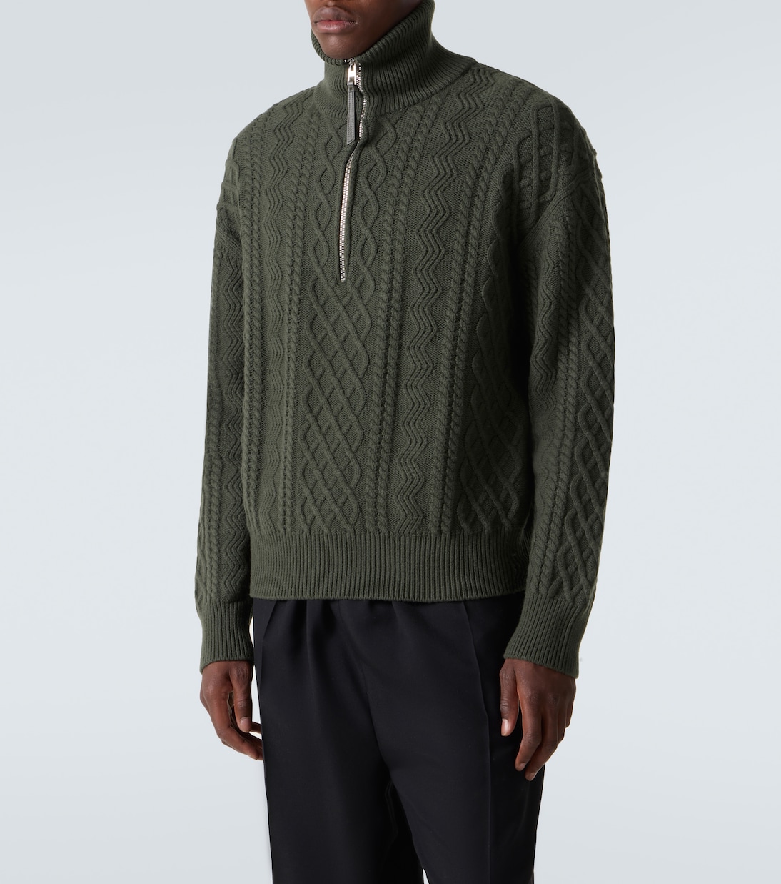 Aran-knit wool half-zip turtleneck sweater | Loewe