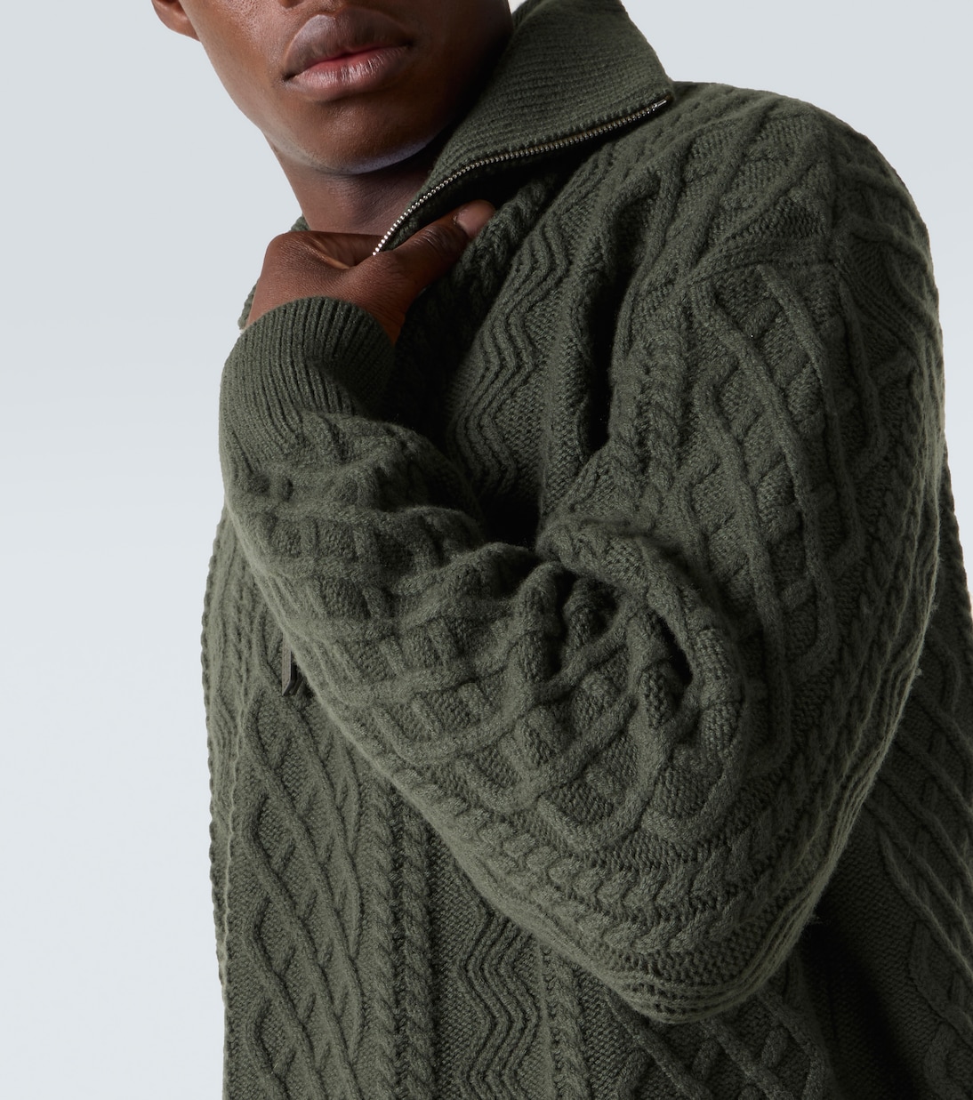Aran-knit wool half-zip turtleneck sweater | Loewe