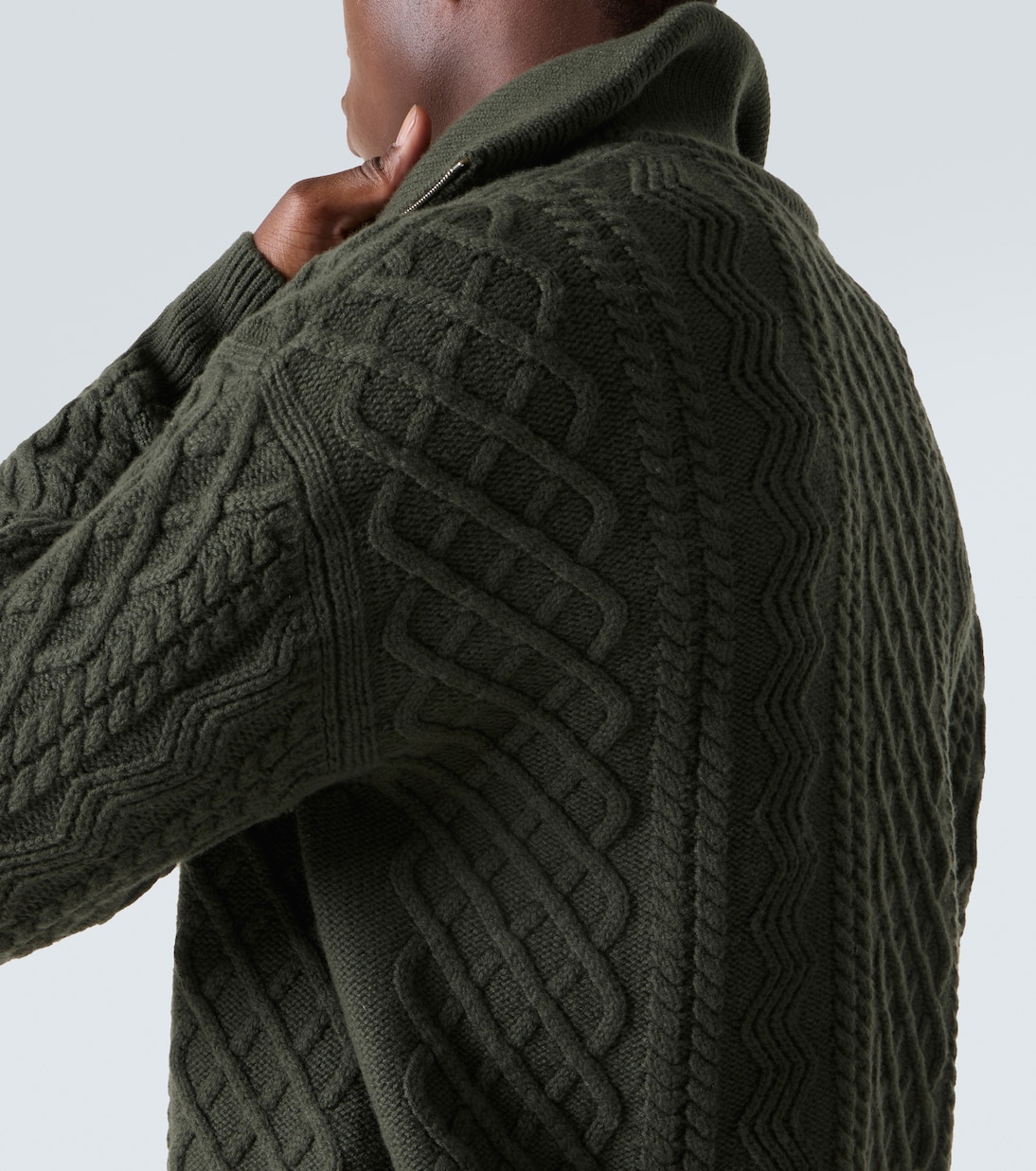 Aran-knit wool half-zip turtleneck sweater | Loewe