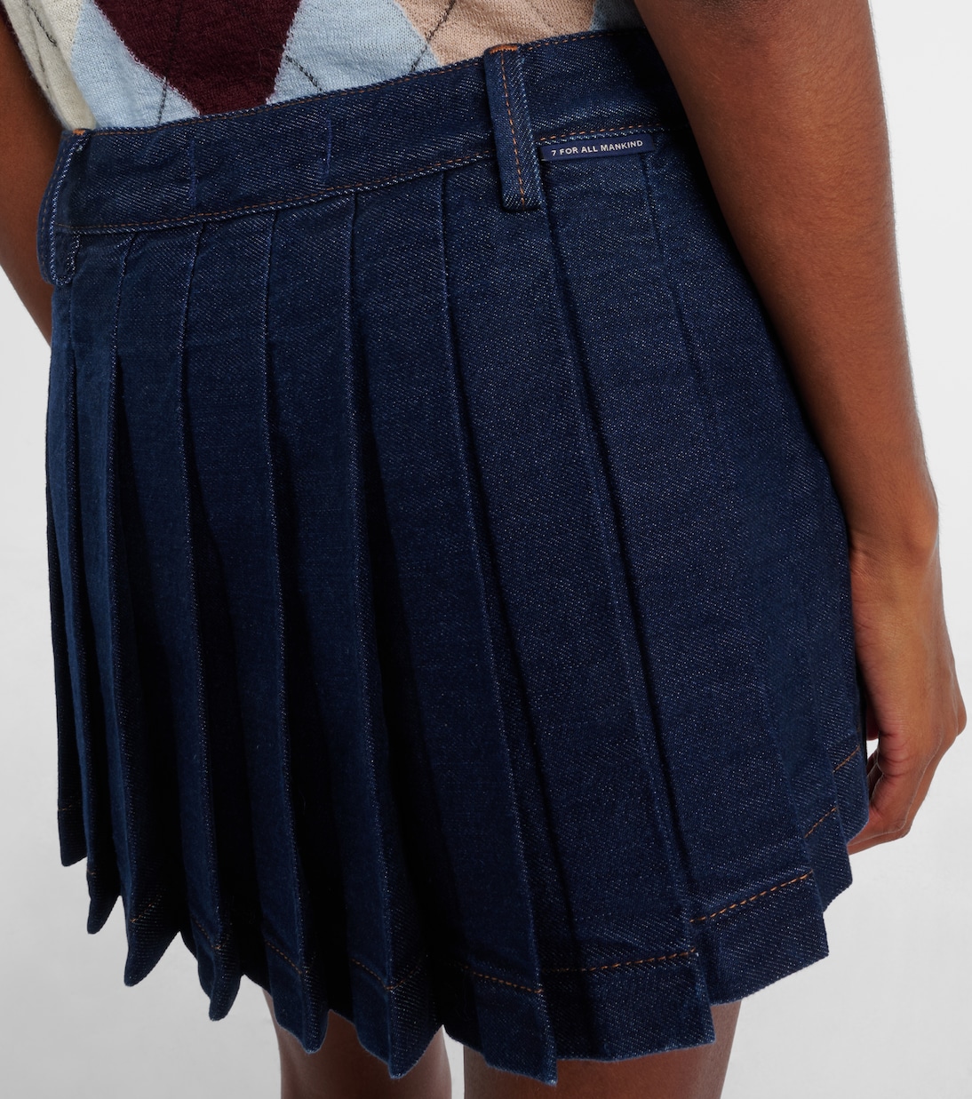 Pleated low-rise denim miniskirt  | 7 For All Mankind