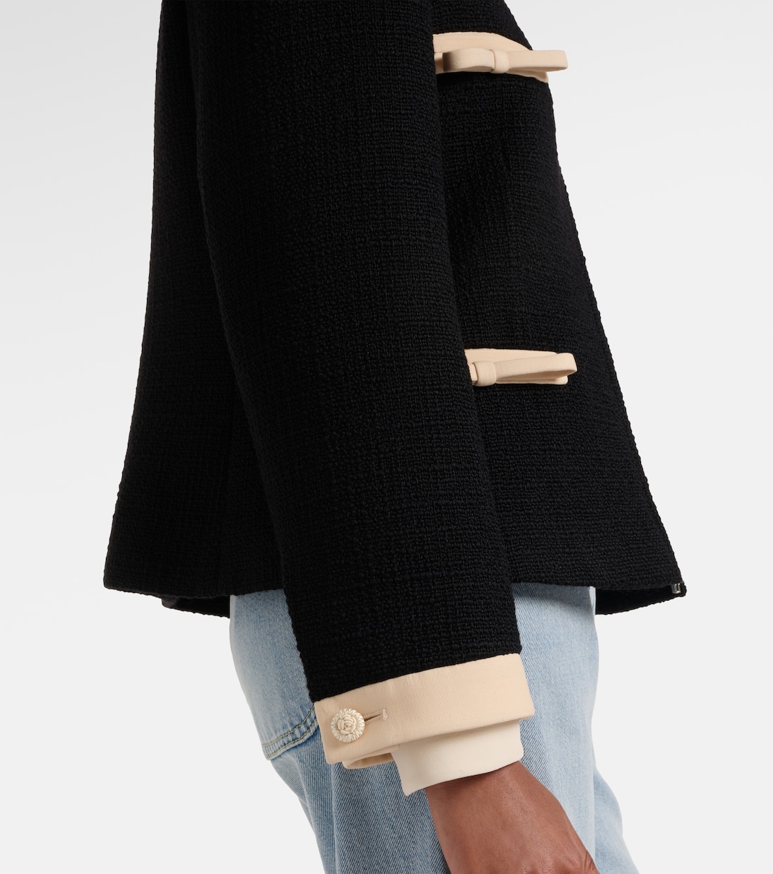 Bow-detail wool-blend tweed jacket | Valentino