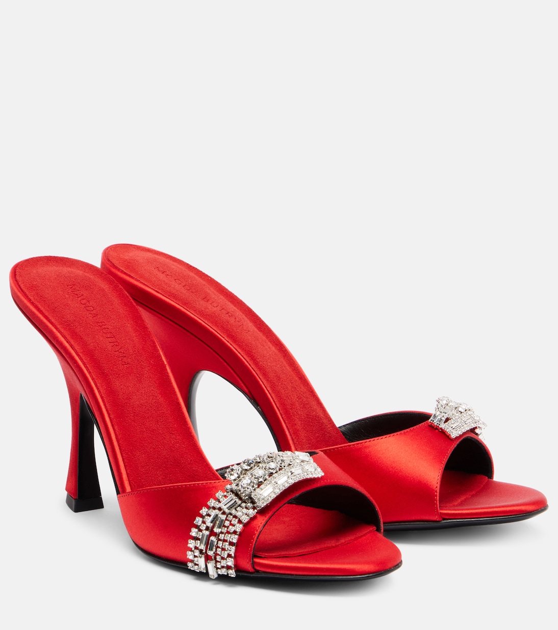 Crystal-embellished satin mules | Magda Butrym