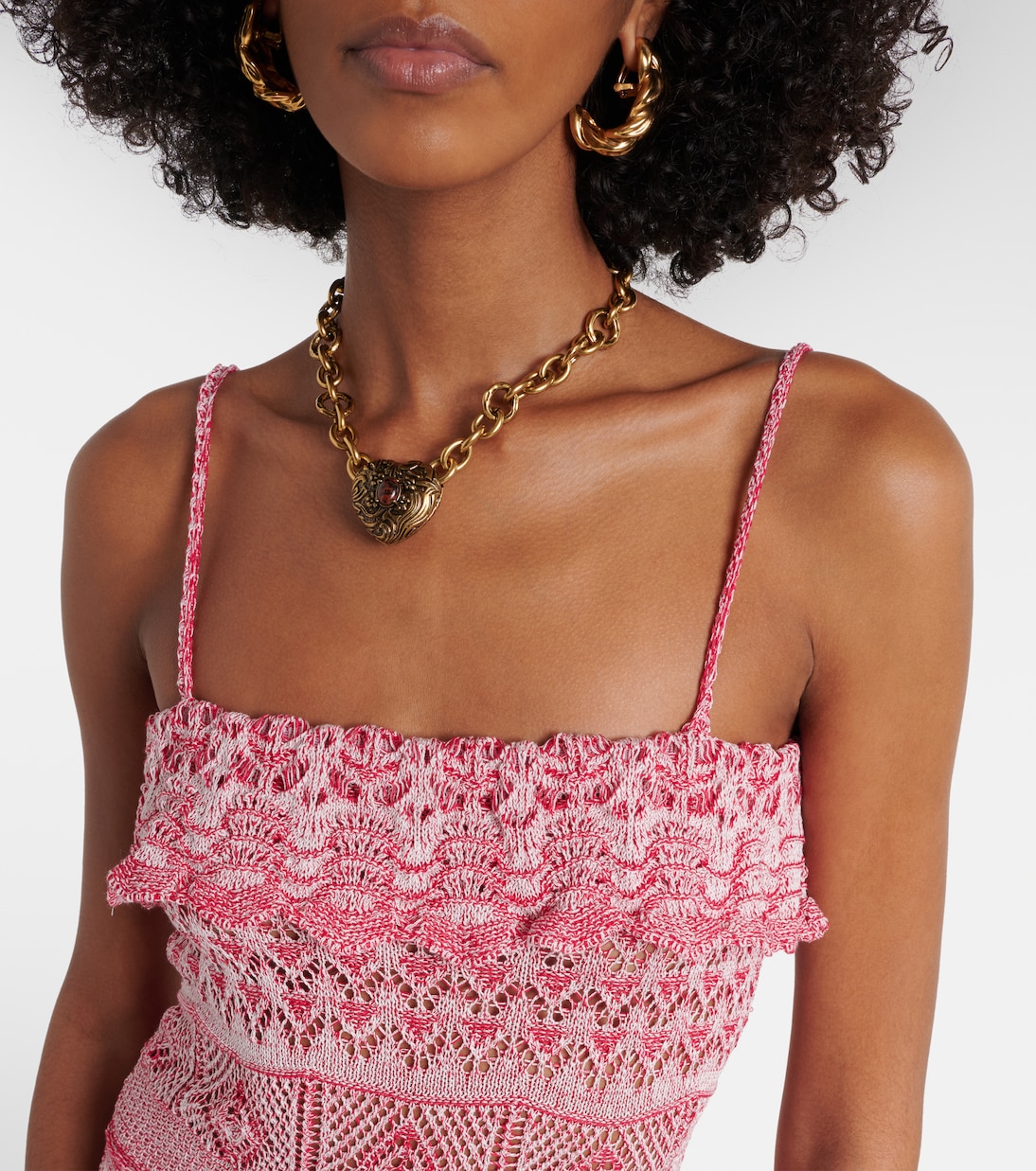 Abito corto in crochet di cotone con volant | Etro