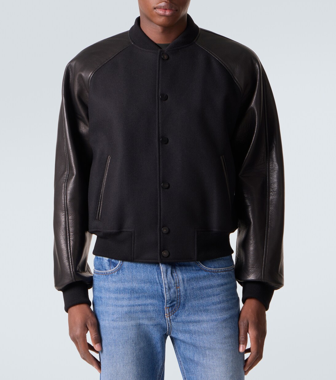 Leather-trimmed wool bomber jacket | Givenchy