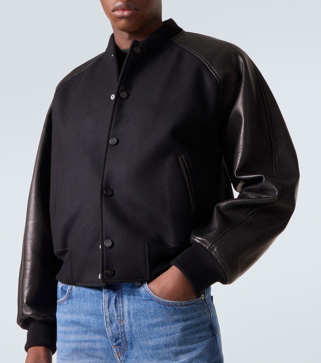 Leather-trimmed wool bomber jacket | Givenchy