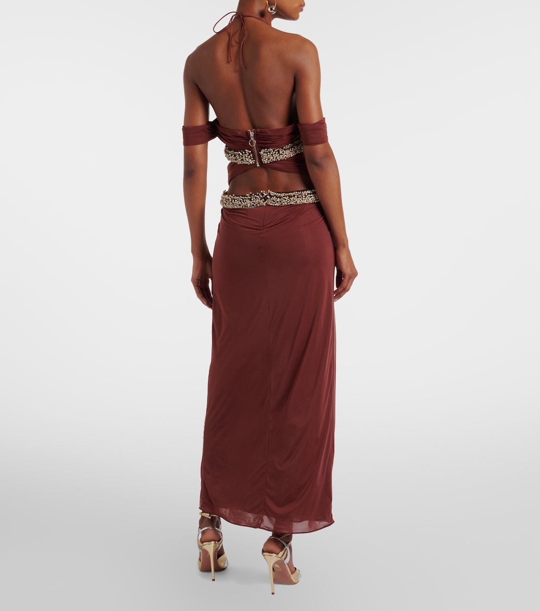 Crystal-embellished cutout halterneck gown | The New Arrivals Ilkyaz Ozel