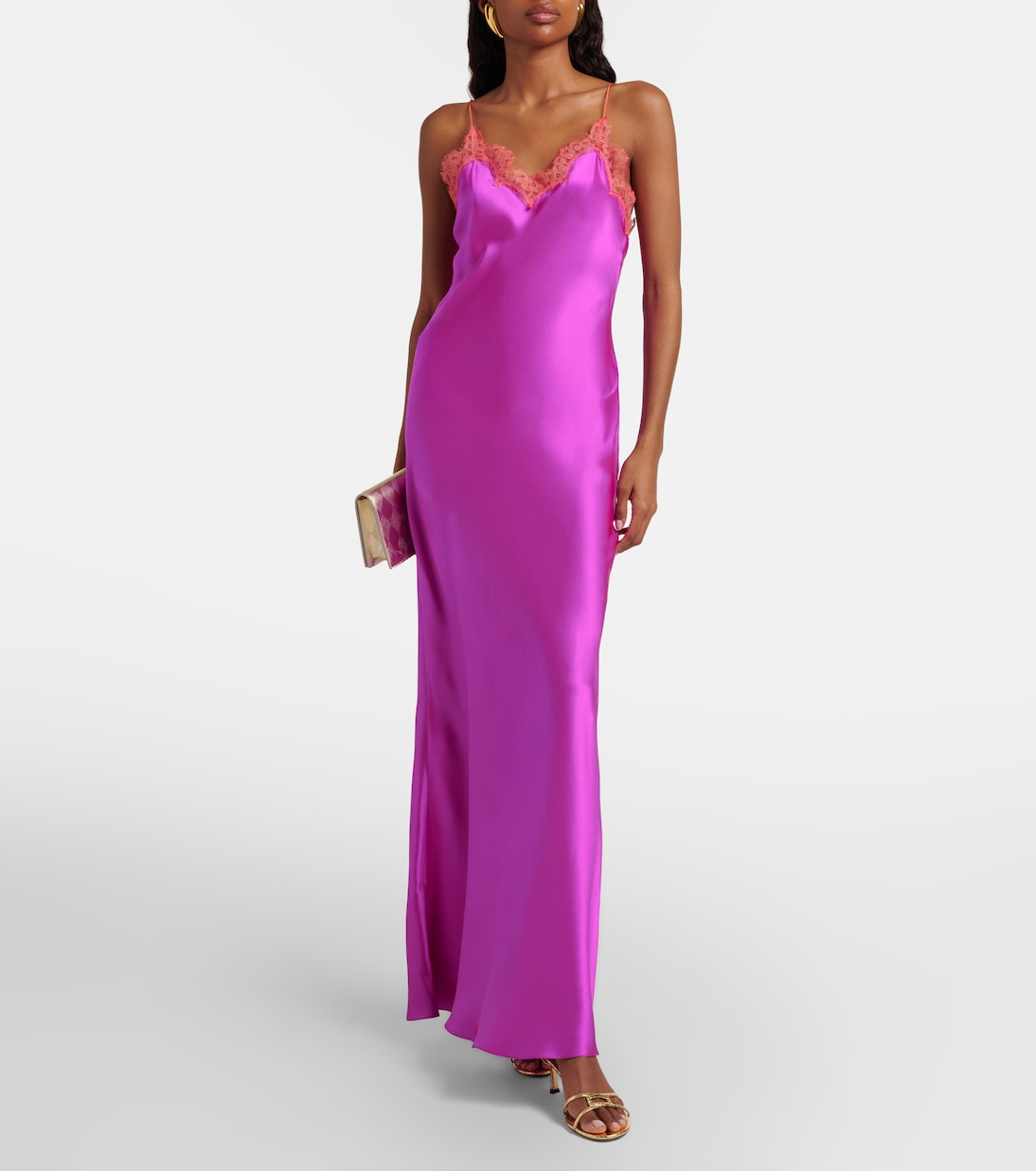 Slipdress aus Seide mit Spitze | Roberto Cavalli