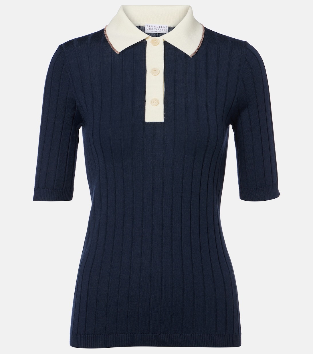 Embellished wool and cashmere polo sweater | Brunello Cucinelli