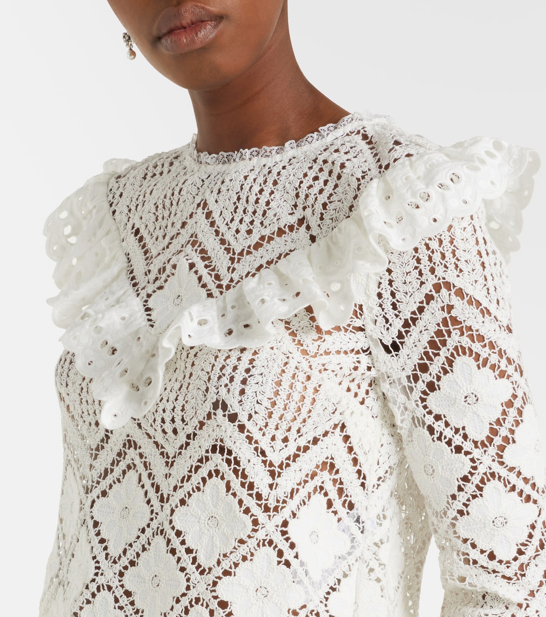 Top de croché con volantes | Self-Portrait