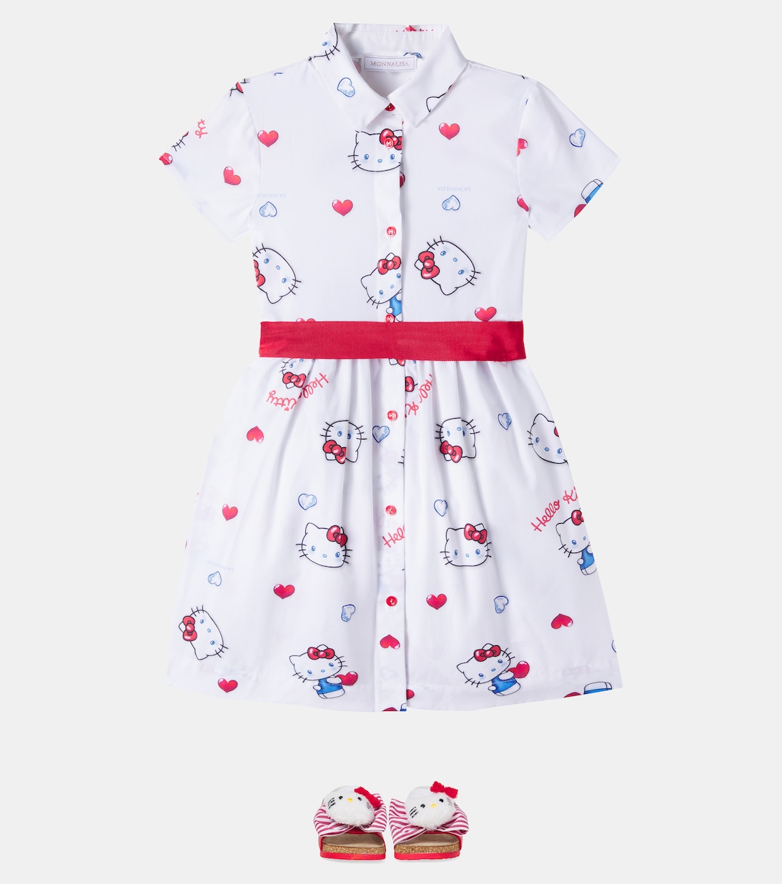 x Hello Kitty cotton poplin shirt dress | Monnalisa
