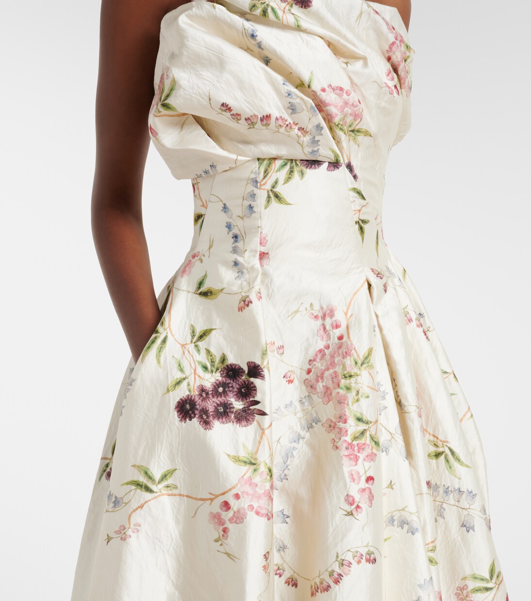 Draped floral satin cocktail dress | Erdem