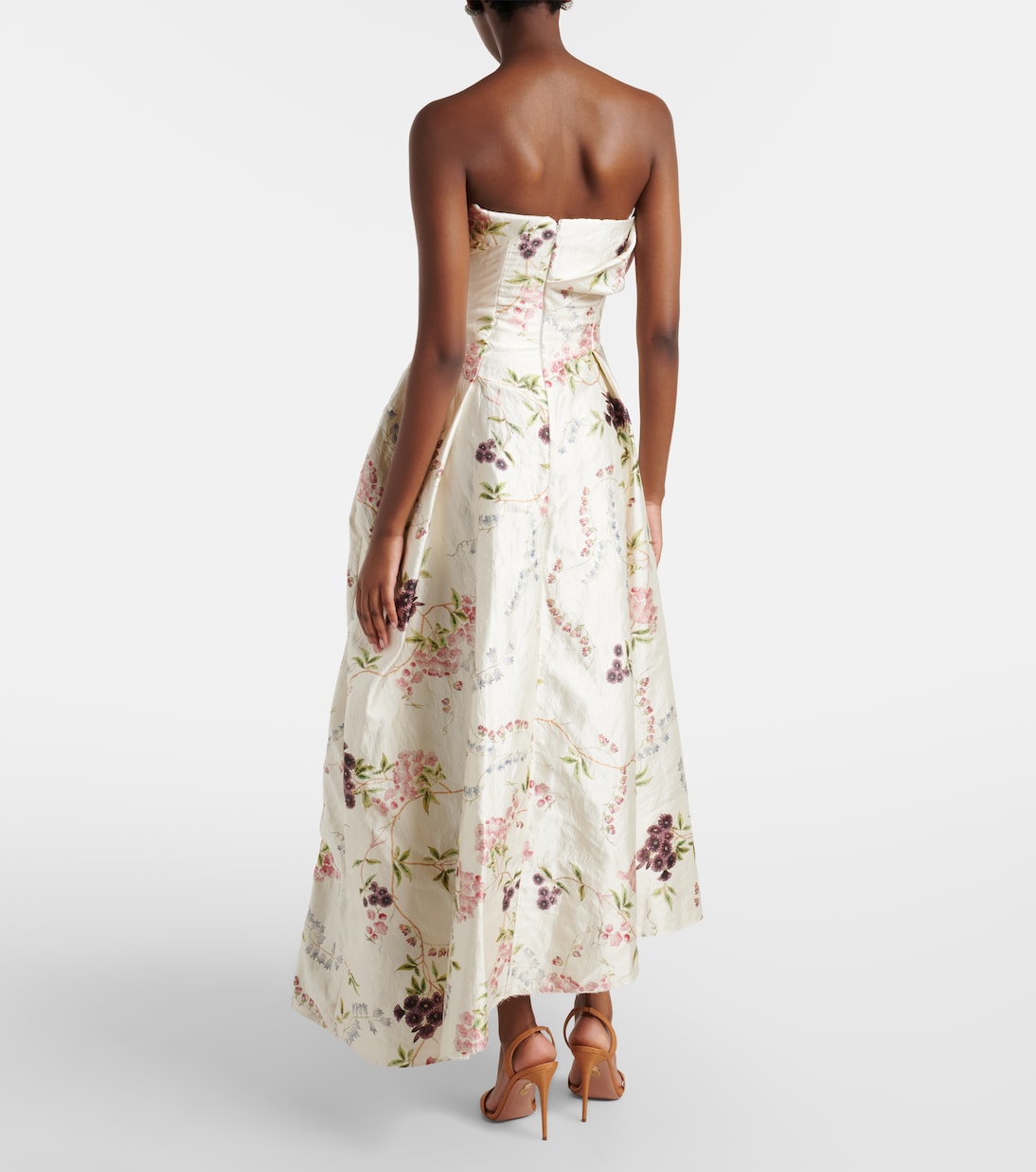 Draped floral satin cocktail dress | Erdem