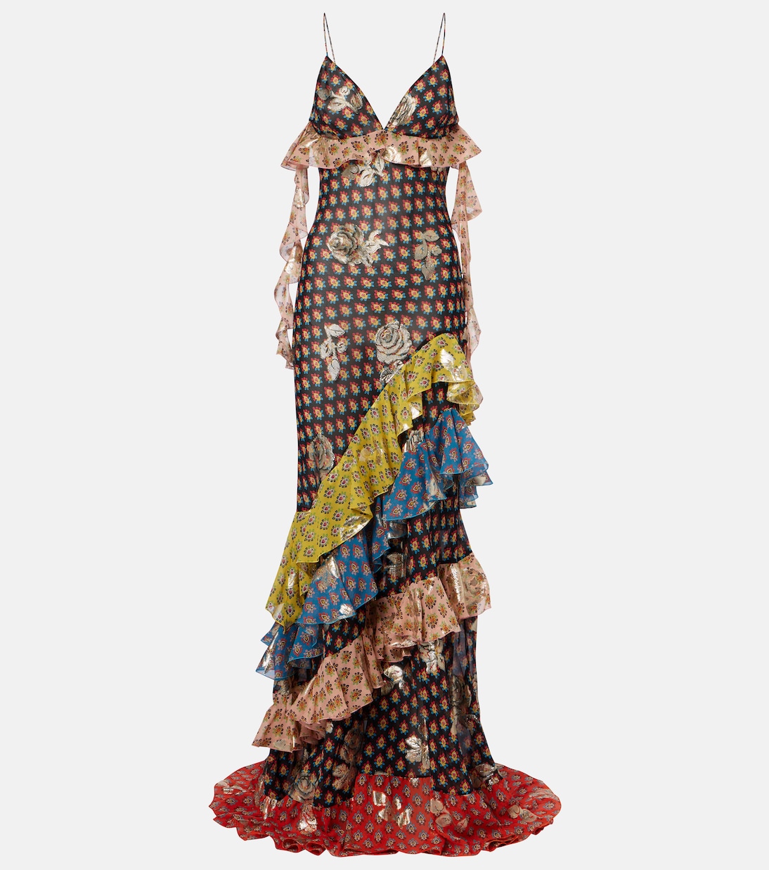 Floral tiered silk-blend maxi dress | Etro