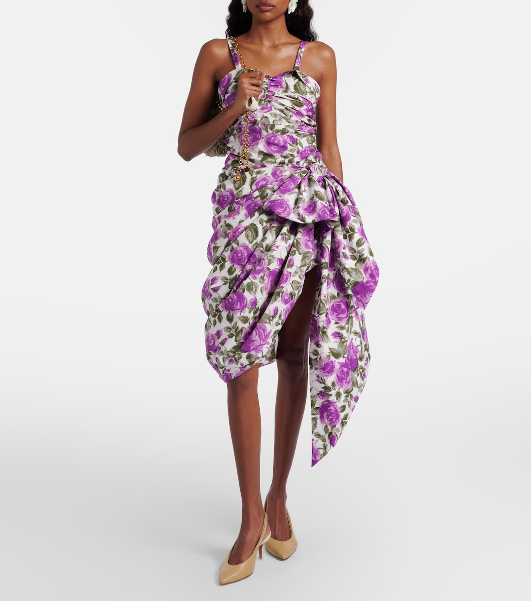 Ruched asymmetric cotton minidress | Chloé