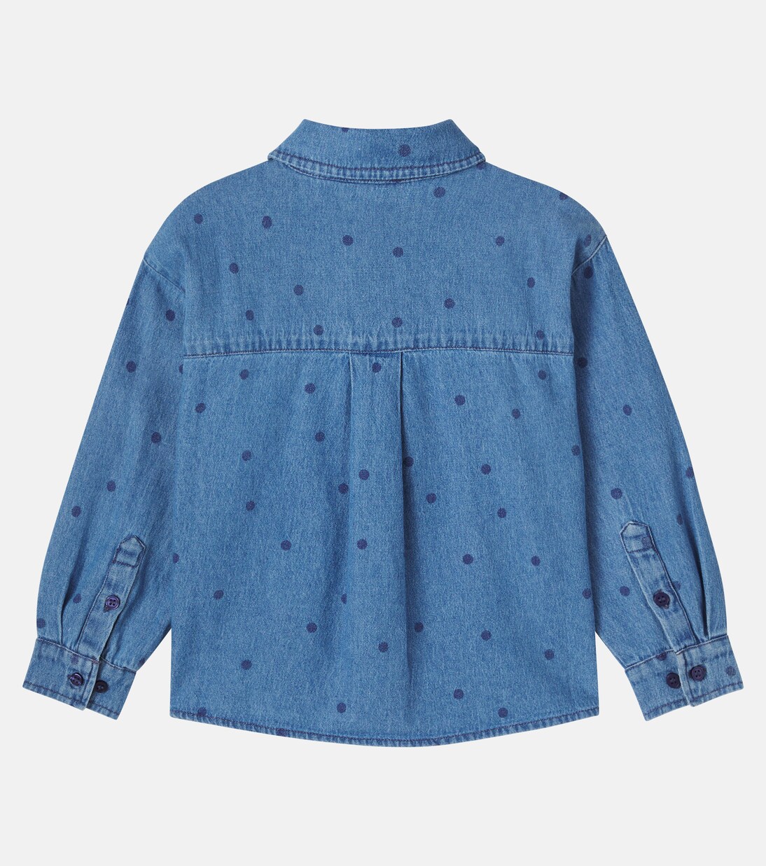 Embroidered polka-dot denim shirt | Mini Rodini