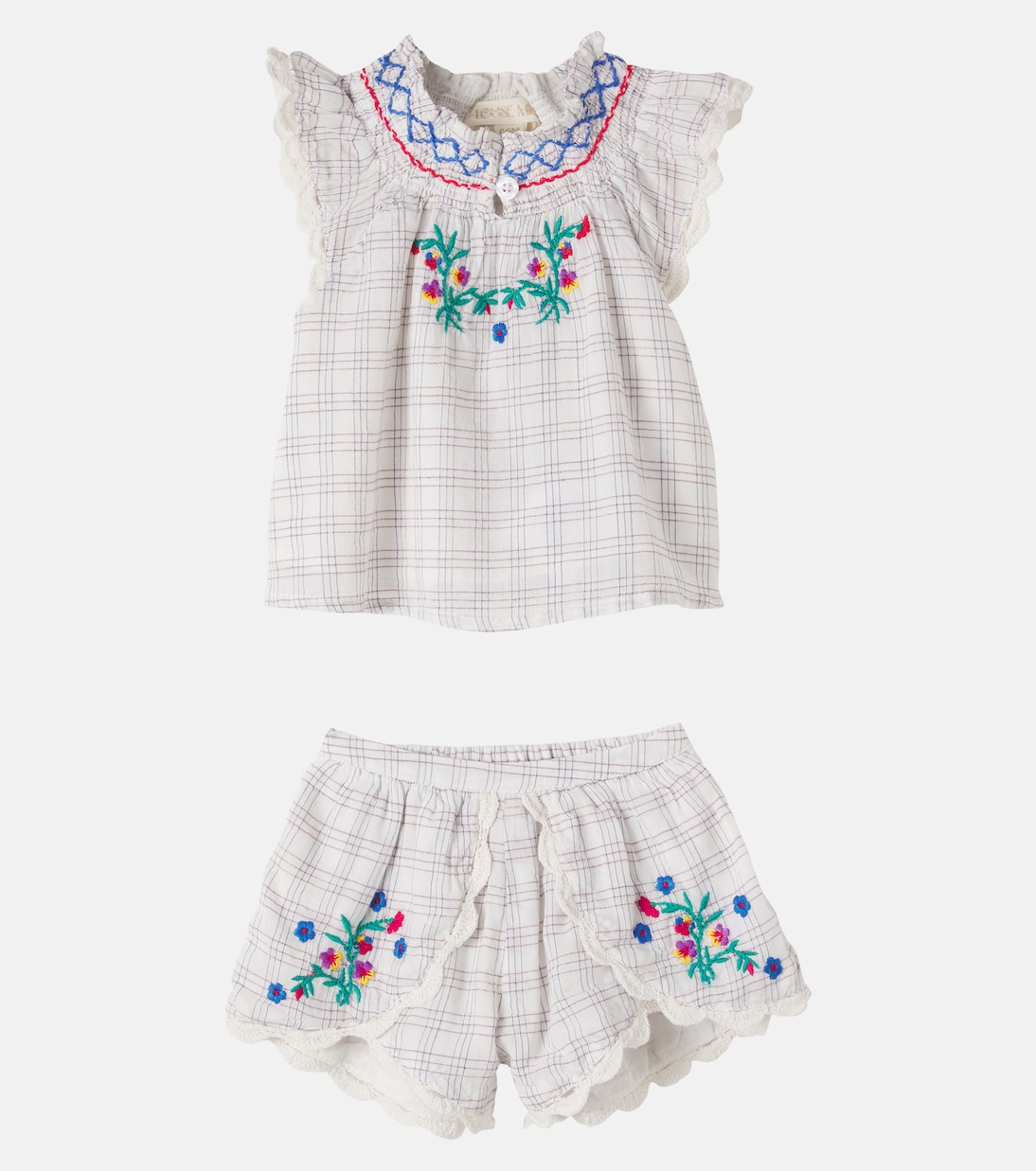 Baby Perlane embroidered cotton top and shorts set | Louise Misha