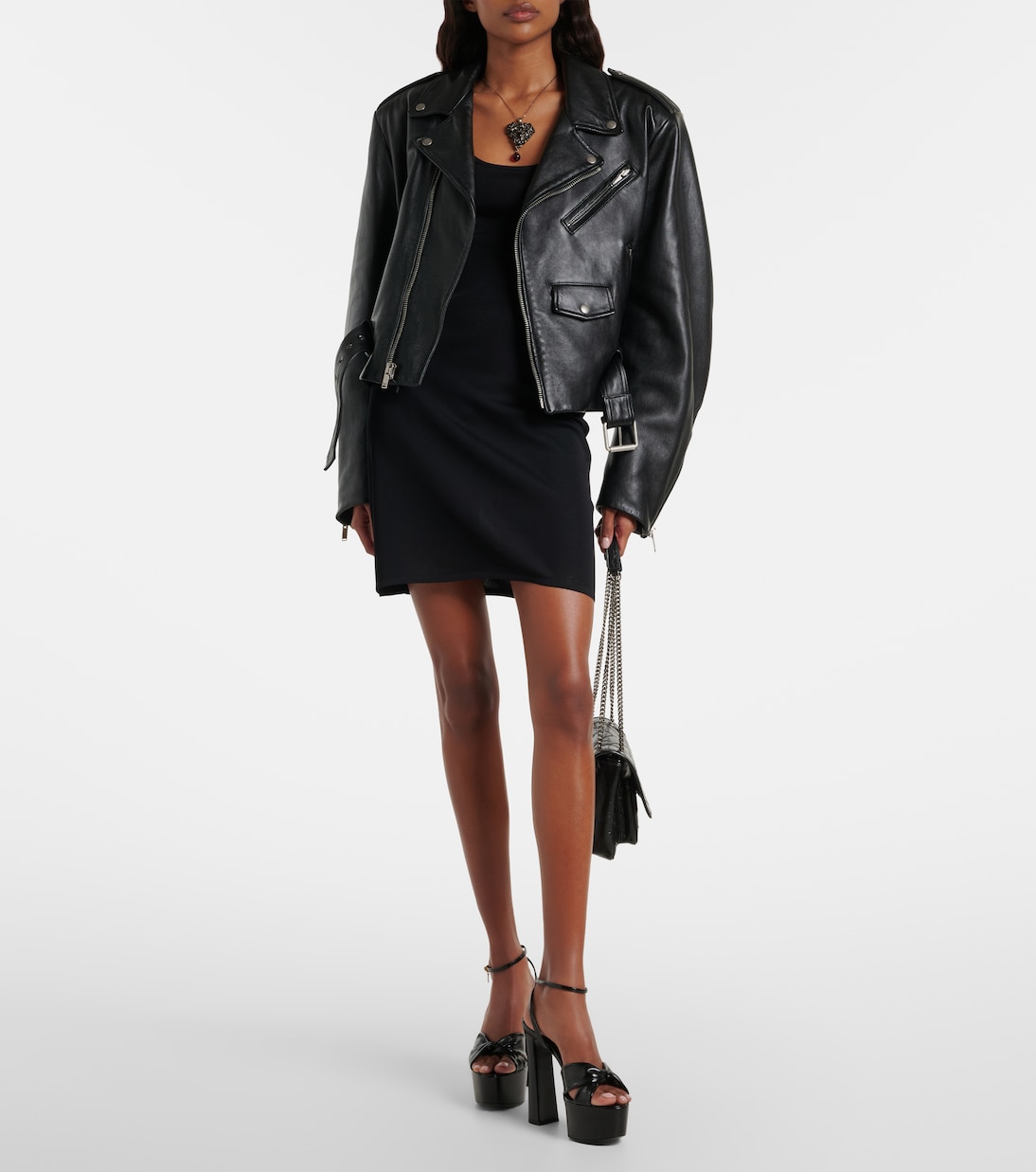 Franciane leather platform sandals | Saint Laurent