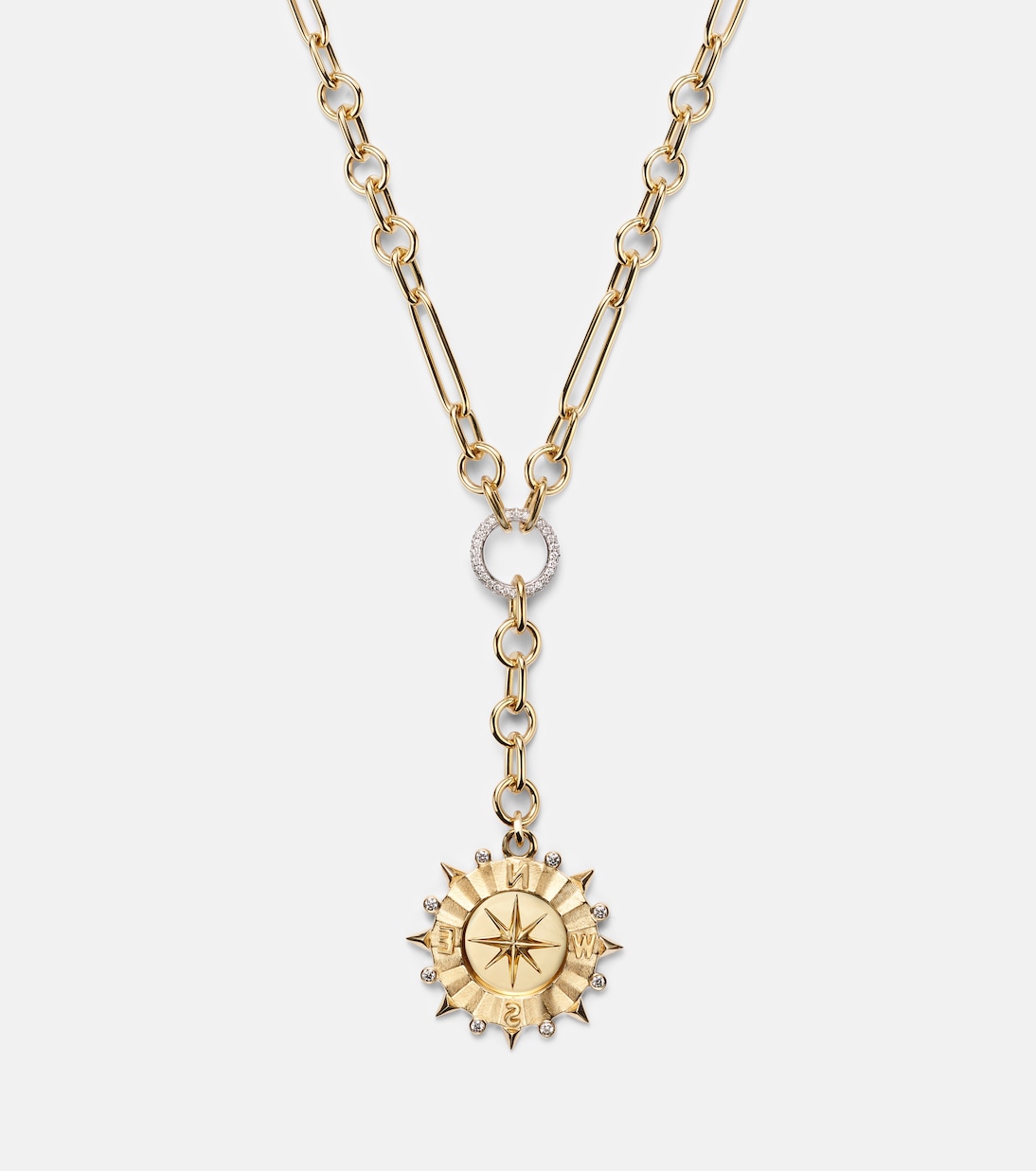 Collar Internal Compass Small de oro de 18 ct con diamantes | FoundRae