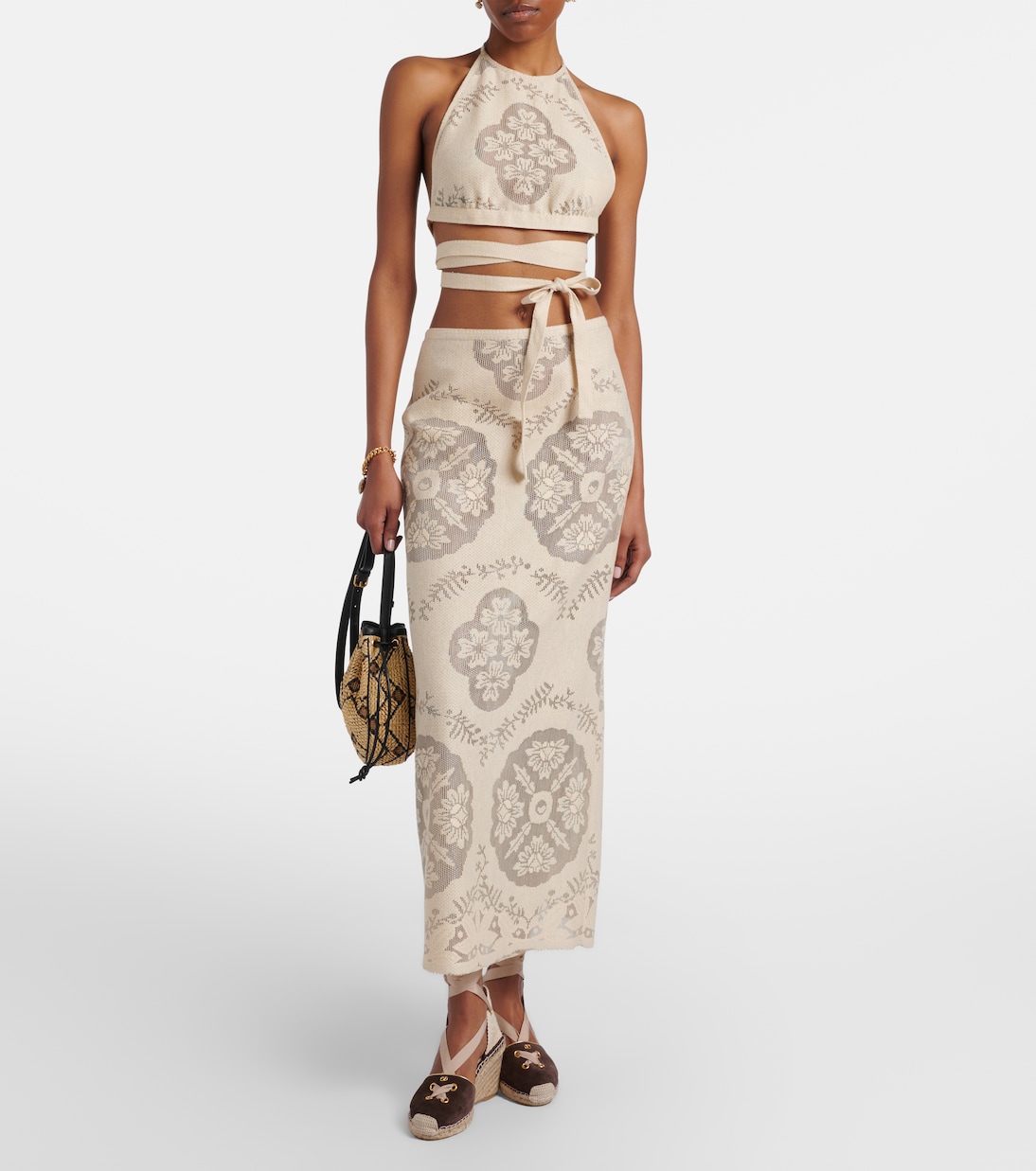 Open-back cotton-blend crop top | Valentino