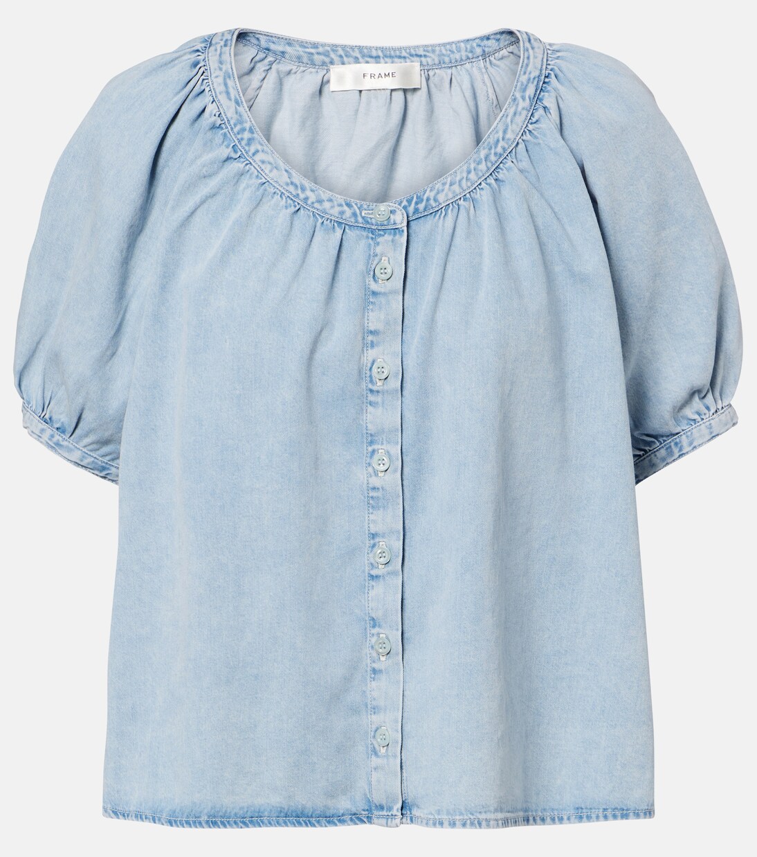 Resort gathered cotton-blend shirt | Frame
