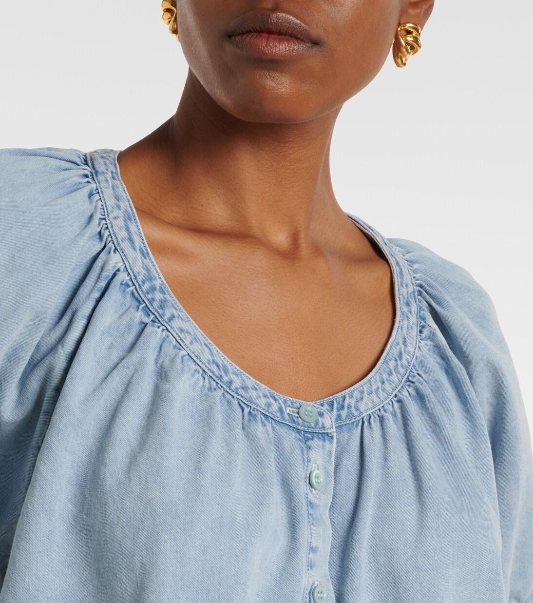 Resort gathered cotton-blend shirt | Frame