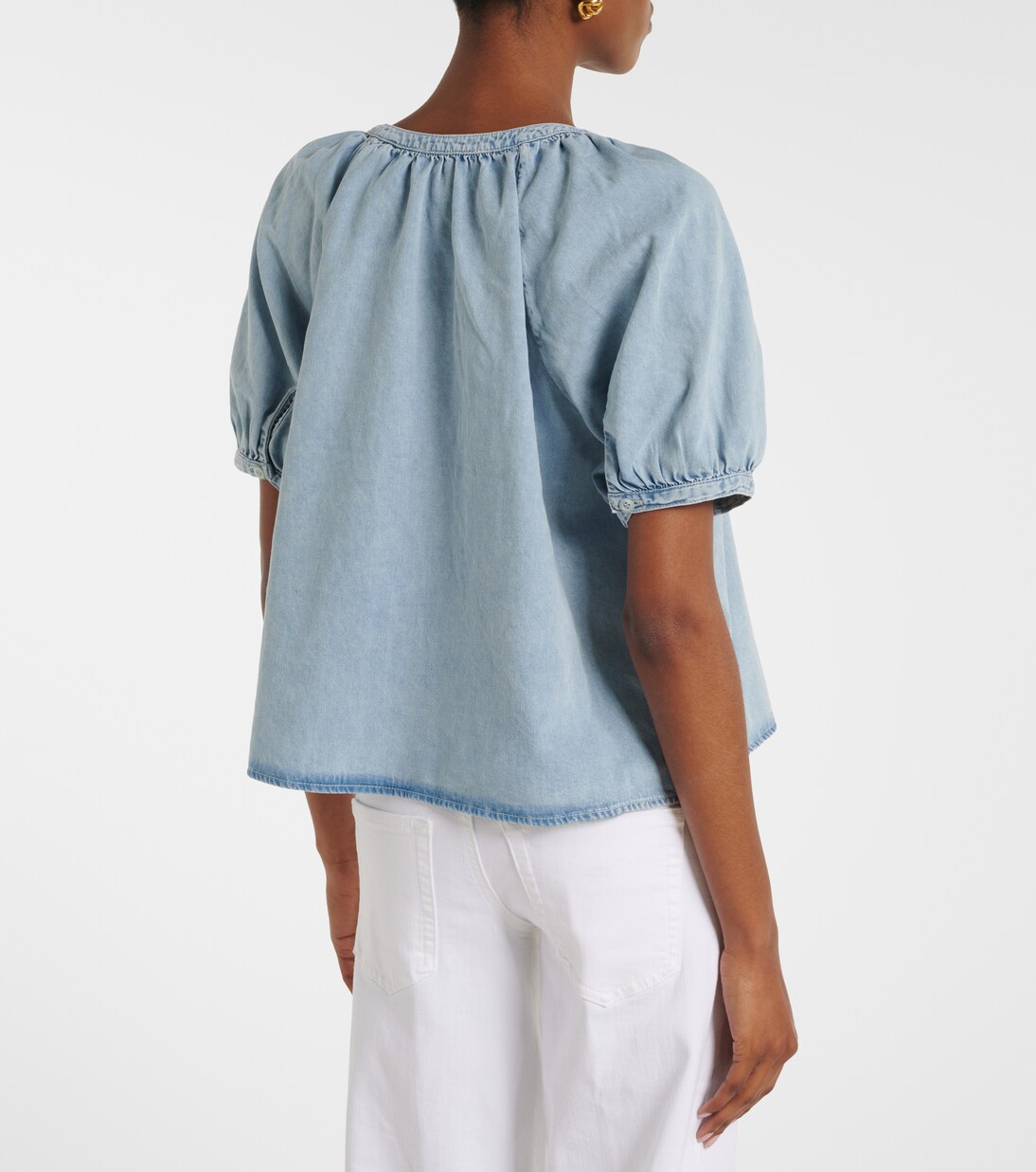 Resort gathered cotton-blend shirt | Frame