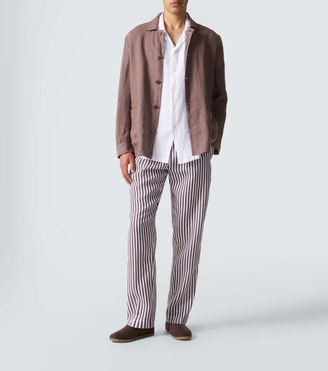 Striped linen straight pants | Fedeli