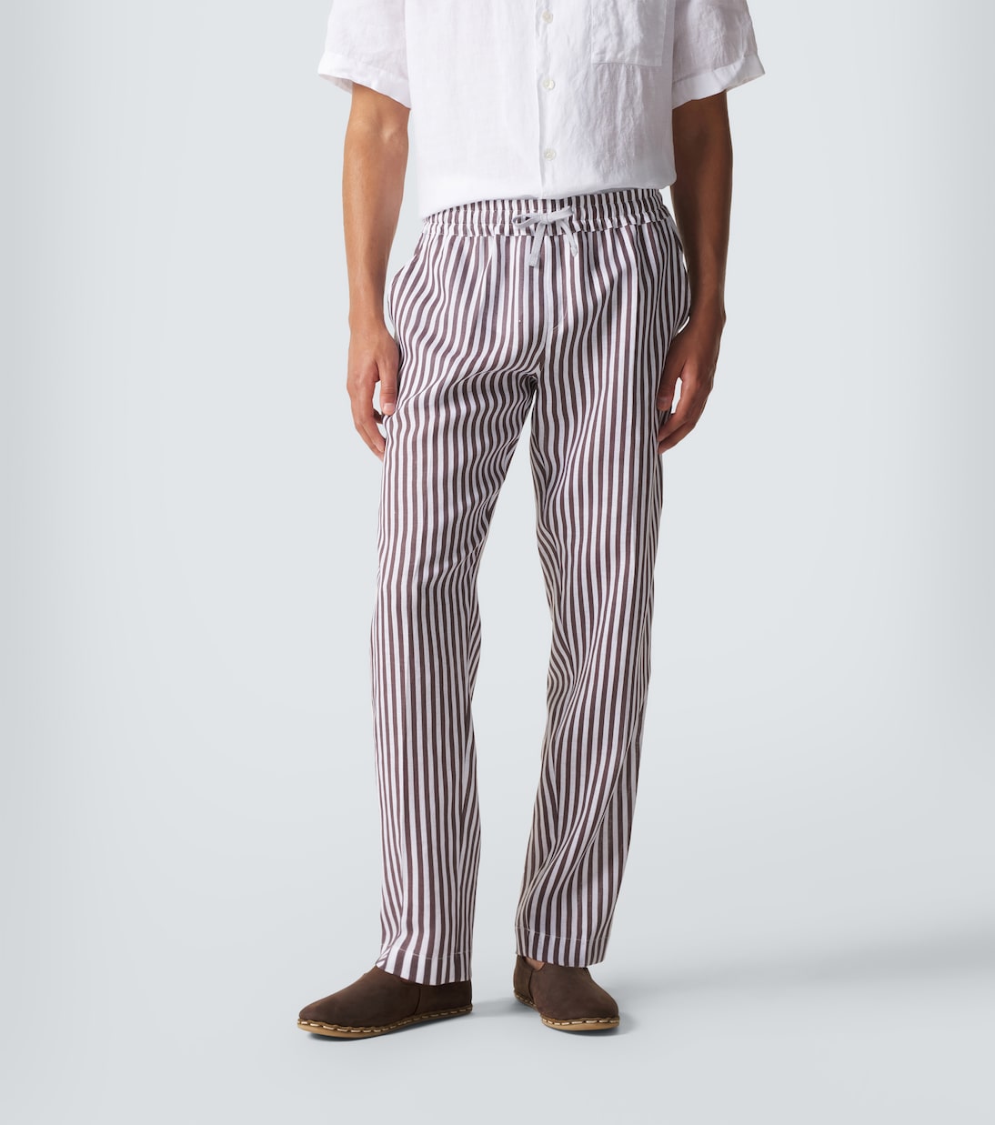 Striped linen straight pants | Fedeli